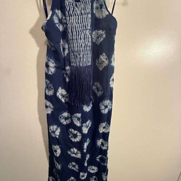St. Roche Blue Batik Maxi Dress with Fringe, XS - Picture 5 of 6